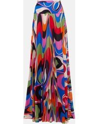 Emilio Pucci - Marmo Printed Pleated Maxi Skirt - Lyst