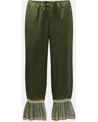 Saint Laurent - Lace-Trimmed Silk Satin Straight Pants - Lyst