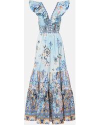 CAMILLA - Shirred Floral Cotton Maxi Dress - Lyst