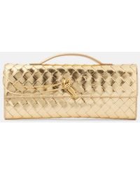 Bottega Veneta - Andiamo Intrecciato Metallic Leather Clutch - Lyst