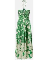 Poupette - Avril Floral Halterneck Satin Maxi Dress - Lyst