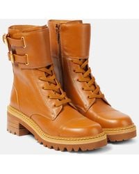 See By Chloé - Mallory Leather Lace-Up Boots - Lyst