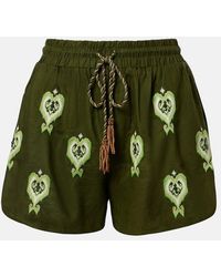 FARM Rio - Bestickte Shorts Aus Einem Leinengemisch - Lyst
