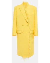 Valentino - Feather-trimmed Virgin Wool Coat - Lyst