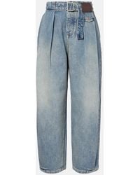 Loewe - Pleated Wide-Leg Jeans - Lyst