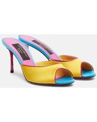 Dolce & Gabbana - Keira Leather-Trimmed Satin Mules - Lyst