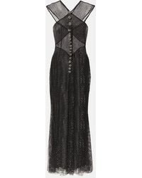 Self-Portrait - Embellished Fishnet Maxi Dress - Lyst