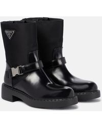 Prada - Re-Nylon And Leather Ankle Boots - Lyst