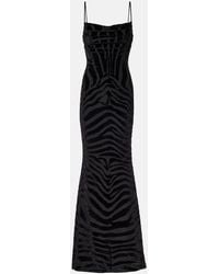 Balmain - Zebra-Print Velvet Maxi Dress - Lyst