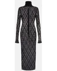Dolce & Gabbana - Logo Open-knit Cotton-blend Midi Dress - Lyst