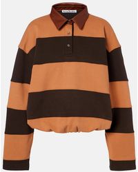 Acne Studios - Folio Striped Cotton Fleece Polo Sweatshirt - Lyst