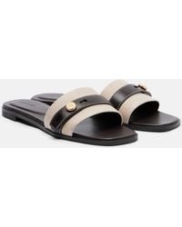 Tory Burch - Romy Canvas And Leather Slides - Lyst