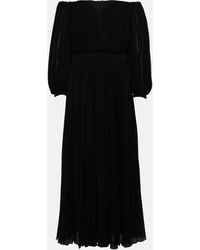 Chloé - Off-shoulder Virgin Wool Midi Dress - Lyst