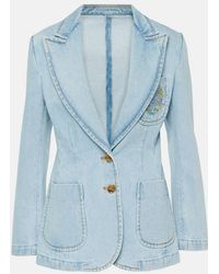 Etro - Embroidered Denim Blazer - Lyst