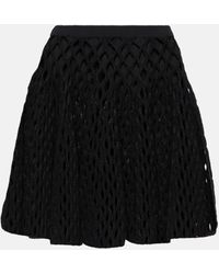 Alaïa - High-rise Wool-blend Open-knit Miniskirt - Lyst