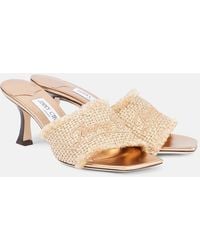 Jimmy Choo - Alexia 70 Logo Woven Lame Mules - Lyst