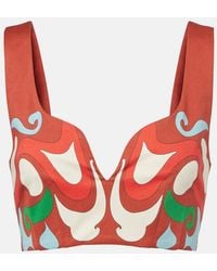 La DoubleJ - Baia Printed Cotton-Blend Crop Top - Lyst