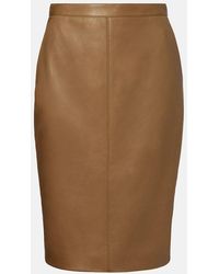 Saint Laurent - Cassandre Leather Pencil Skirt - Lyst
