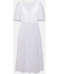 Velvet - Broderie Anglaise Cotton Midi Dress - Lyst