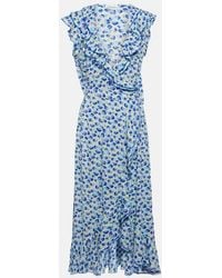 Poupette - Triny Printed Ruffled Midi Dress - Lyst