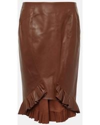 Tom Ford - Ruffled Leather Midi Skirt - Lyst