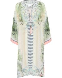 Camilla Verzierter Kaftan aus Seide - Natur