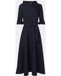Oscar de la Renta - Belted Tie-Neck Wool-Blend Midi Dress - Lyst