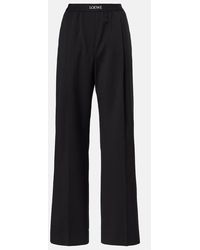 Loewe - Logo Wool Mid-Rise Straight Pants - Lyst