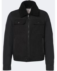 Moncler - Shearling-Trimmed Suede Down Jacket - Lyst