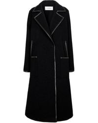 Valentino Leather-trimmed Wool-blend Coat - Black