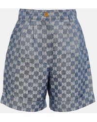 Gucci - Shorts in lino in jacquard GG - Lyst