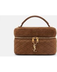 Saint Laurent - Gaby Mini Quilted Suede Vanity Bag - Lyst