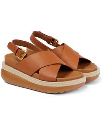 See By Chloé Cicily Leather Slingback Sandals - Brown