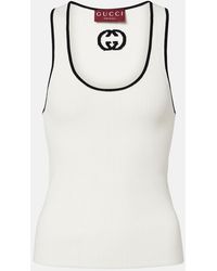 Gucci - Ribbed-Knit Cotton-Blend Tank Top - Lyst