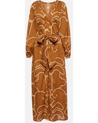 Johanna Ortiz - Printed Balloon-Sleeve Cotton Maxi Dress - Lyst