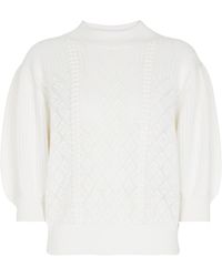 Womens Jumpers and knitwear See By Chloé Jumpers and knitwear See By Chloé Wool Ruffle Neck Cardigan in Pink White - Save 3% 
