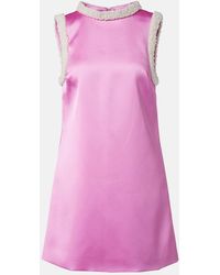 Self-Portrait - Faux Pearl-Trimmed Satin Minidress - Lyst