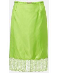 Gucci - Lace-Trimmed Twill Midi Skirt - Lyst