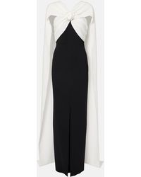 Roland Mouret - Caped Floral-Applique Cady Gown - Lyst