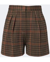 Max Mara - Prince Of Wales Wool And Cotton Shorts - Lyst