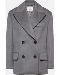 Miu Miu - Double-breasted Wool And Cashmere Coat - Lyst