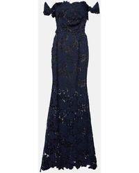 Oscar de la Renta - Floral Off-shoulder Guipure Lace Gown - Lyst