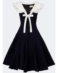 ShuShu/Tong - Bow-Detail Ruffled Wool Midi Dress - Lyst