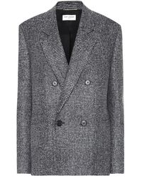 Saint Laurent Blazer in principe di Galles di lana - Grigio