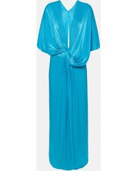 Costarellos - Roanna Draped Lame Georgette Gown - Lyst