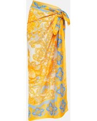 La DoubleJ - Printed Cotton And Silk Beach Cover-up - Lyst