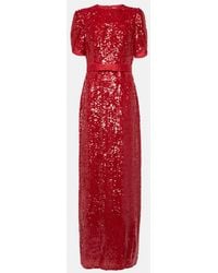 Erdem - Sequin-embellished Puffed-shoulders Woven Maxi Dress - Lyst