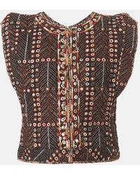 Isabel Marant - Cerza Embroidered Embellished Cotton Cardigan - Lyst