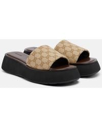 Gucci - Gg Canvas Platform Slides - Lyst