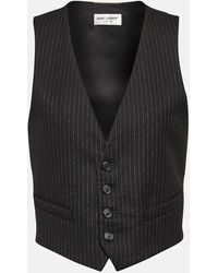Saint Laurent - Silk-satin And Pinstriped Wool And Cotton-blend Vest - Lyst